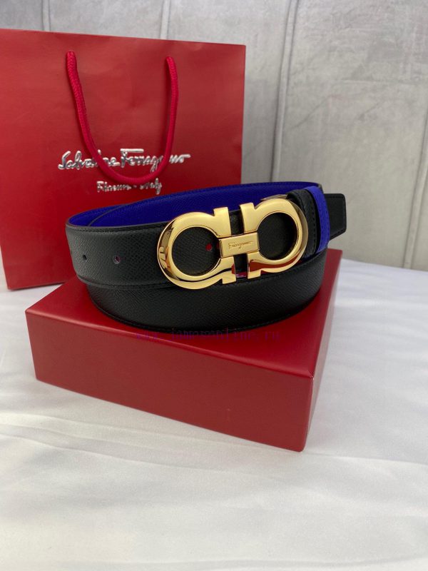 3.5cm wide Ferragamo double-sided head layer cowhide belt, equipped with silver/gold/gun met 4hgua42x - Image 8