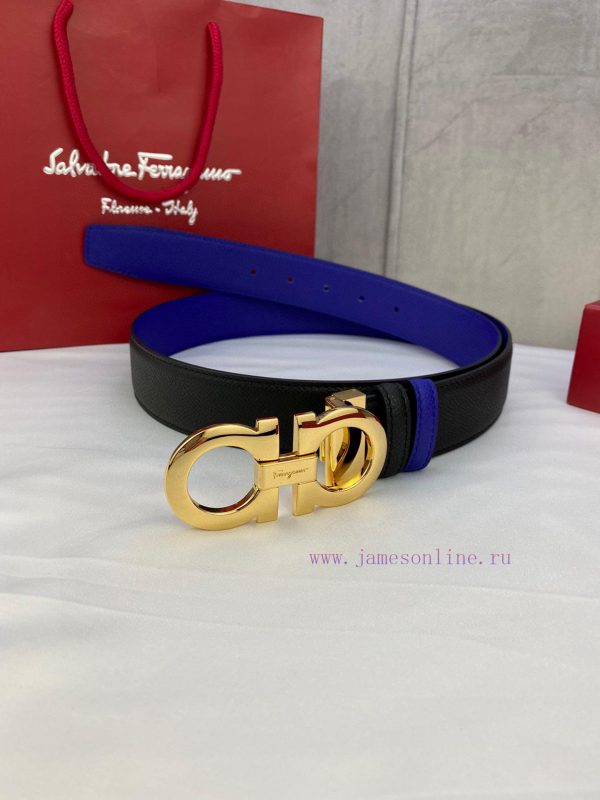 3.5cm wide Ferragamo double-sided head layer cowhide belt, equipped with silver/gold/gun met 4hgua42x - Image 10