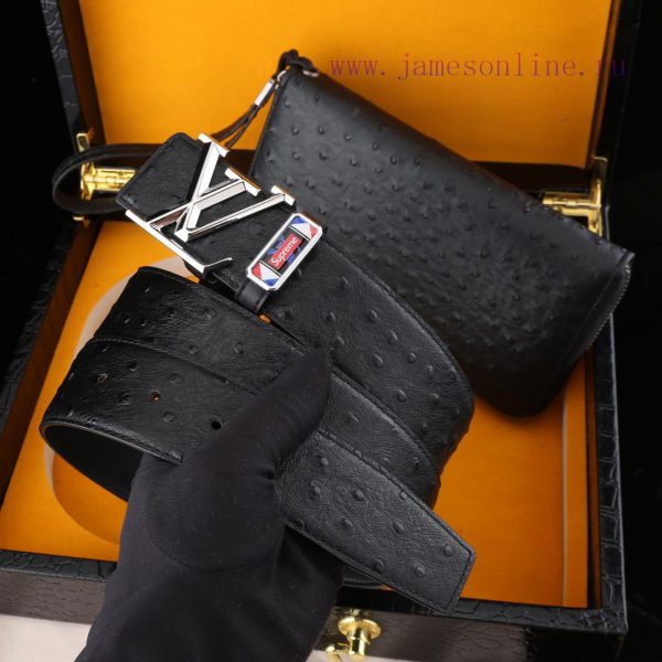 MADE IN FRANCEWooden box with accompanying picturesL @ V @ Belt+Wallet SetBuckle material: T 8a15f7so