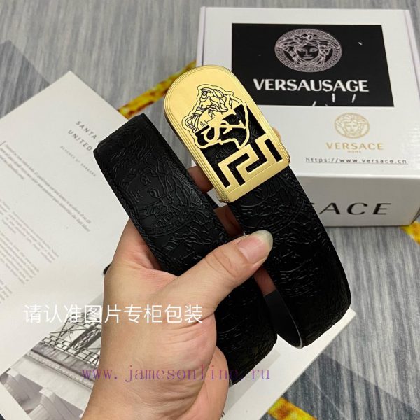 Beauty Head VersaceBelt and waistband single-sided use quality 100% cowhide embossed 24k pur n36pk633 - Image 4
