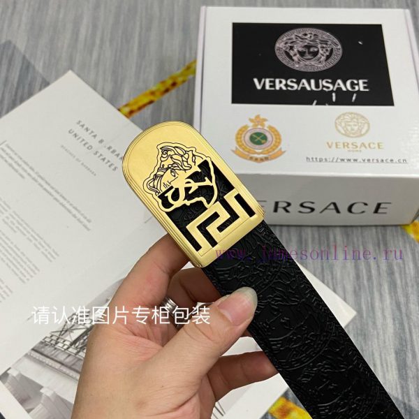 Beauty Head VersaceBelt and waistband single-sided use quality 100% cowhide embossed 24k pur n36pk633 - Image 6