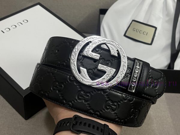 ￥ comes with a complete gift box GUCCI. GucciFull set of 3.8cm imported calf leather embossi gacnzada - Image 3