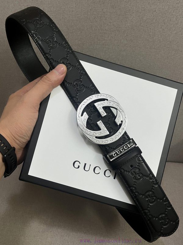 ￥ comes with a complete gift box GUCCI. GucciFull set of 3.8cm imported calf leather embossi gacnzada - Image 6
