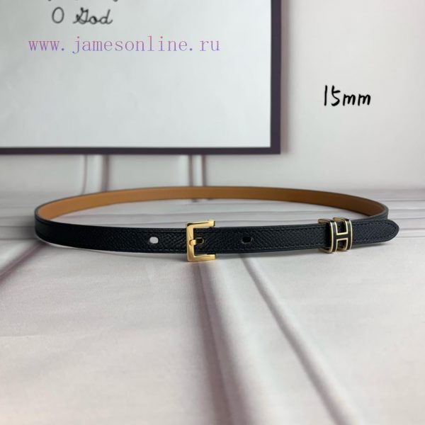 Herm è s Women's Needle Buckle Belt Imported Head Layer Leather Black Palm Pattern Face with pojrytc4