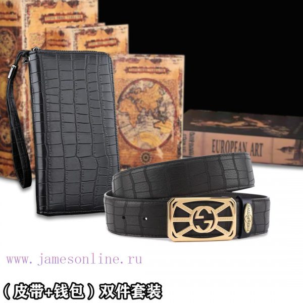 Belt and wallet two-piece setWooden box with accompanying picturesGUCC @ Belt+Wallet SetBuck orebdco3 - Image 10