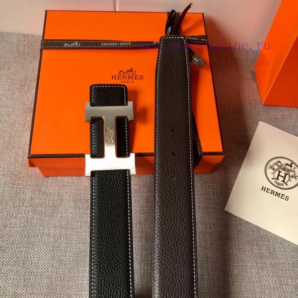 P Hermes Men's BoutiquePure steel dual color original belt buckle&lychee pattern double-side 8zfufolg - Image 3