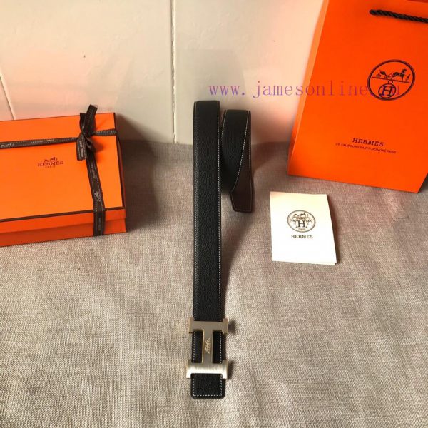 P Hermes Men's BoutiquePure steel dual color original belt buckle&lychee pattern double-side 8zfufolg - Image 6