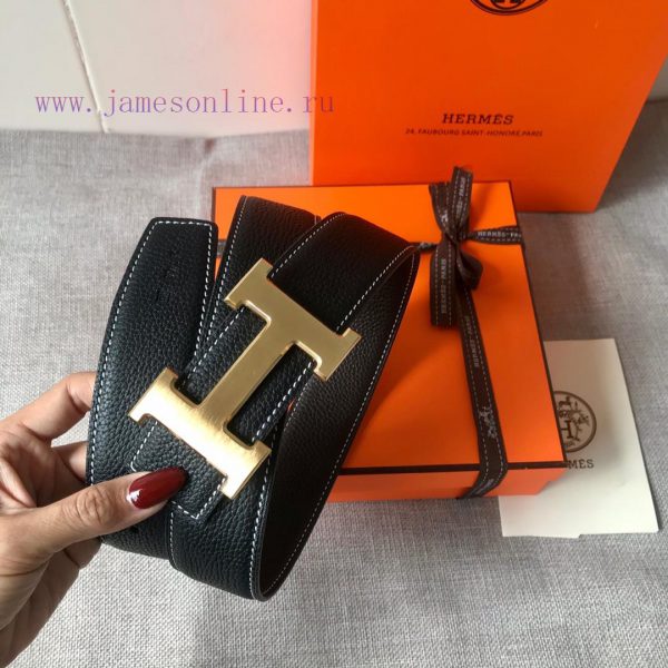 P Hermes Men's BoutiquePure steel dual color original belt buckle&lychee pattern double-side 4mety6z8