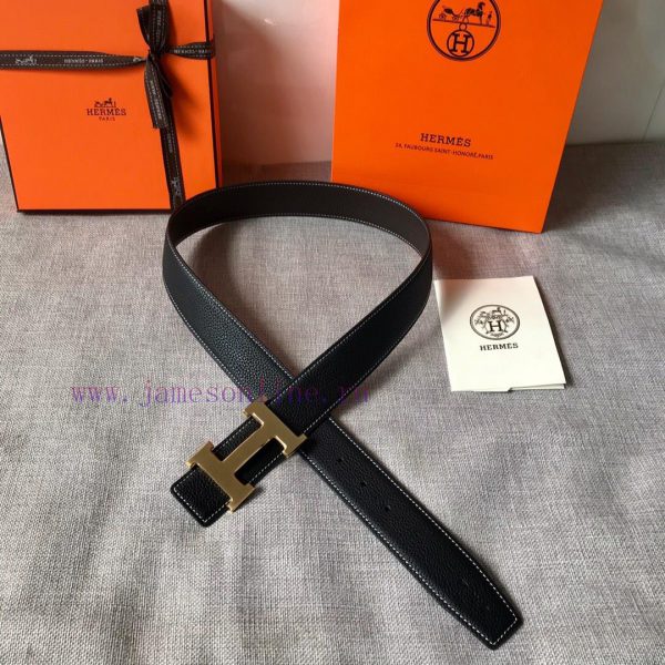 P Hermes Men's BoutiquePure steel dual color original belt buckle&lychee pattern double-side 4mety6z8 - Image 3