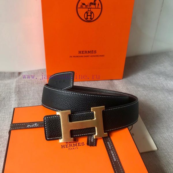 P Hermes Men's BoutiquePure steel dual color original belt buckle&lychee pattern double-side 4mety6z8 - Image 6