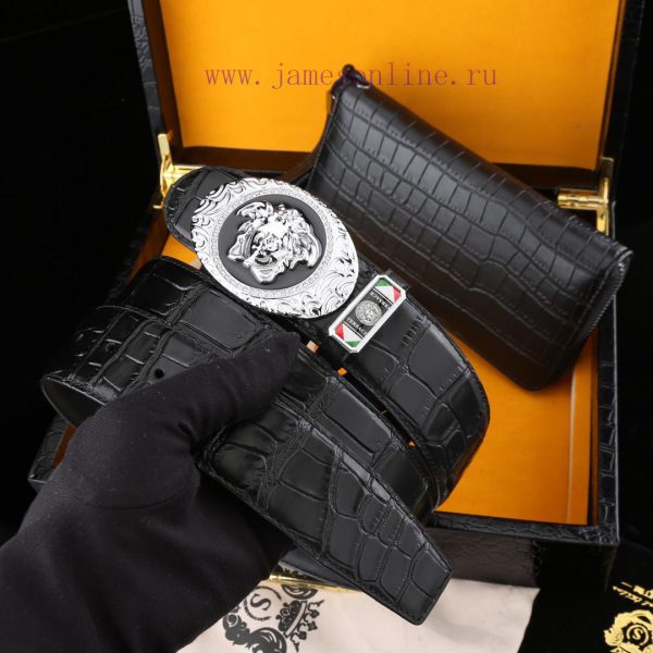 MADE IN ITALY[Gift] Wooden box with picture[Gift] Versace @ Belt+Wallet Set[Gift] Buckle Mat 4fwd28gk