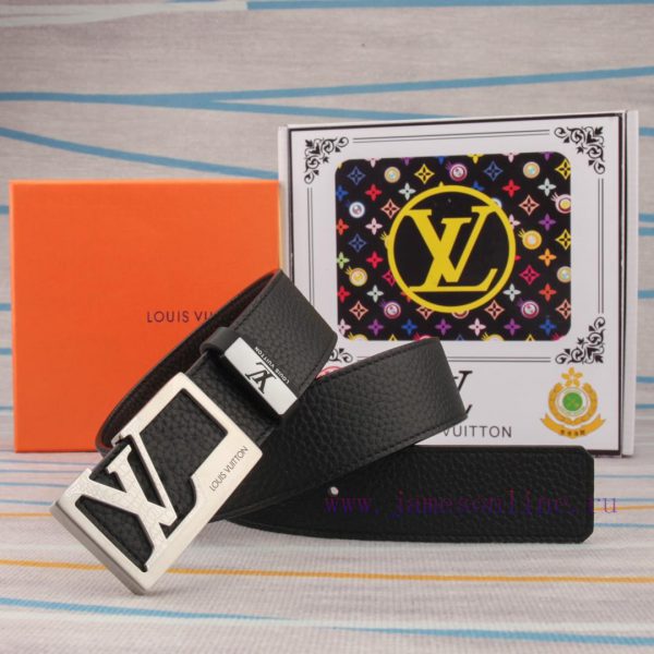 Belt and belt LV Louis Vuitton leather beltMen's belt material: 100% head layer cowhide belt r788o194