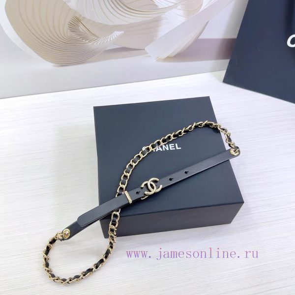 Chanel 1.5cm chain style Chanel belt, double-sided top layer cowhide material, length. 758.8 a232mslz - Image 4