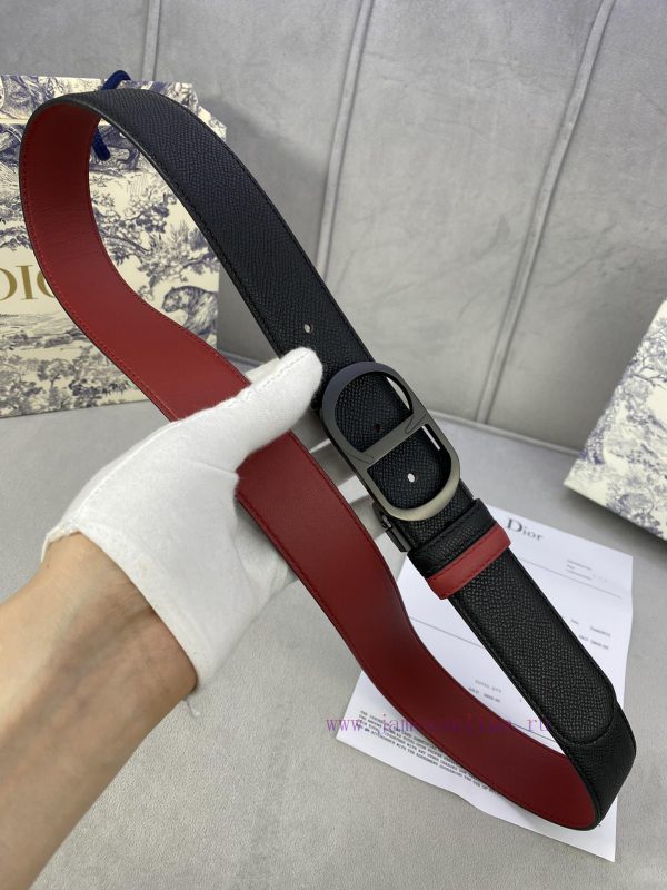 3.5cm width Dior grain textured cowhide hollow "CD" buckle belt, black palm grain grain leat i1dnahdx - Image 6
