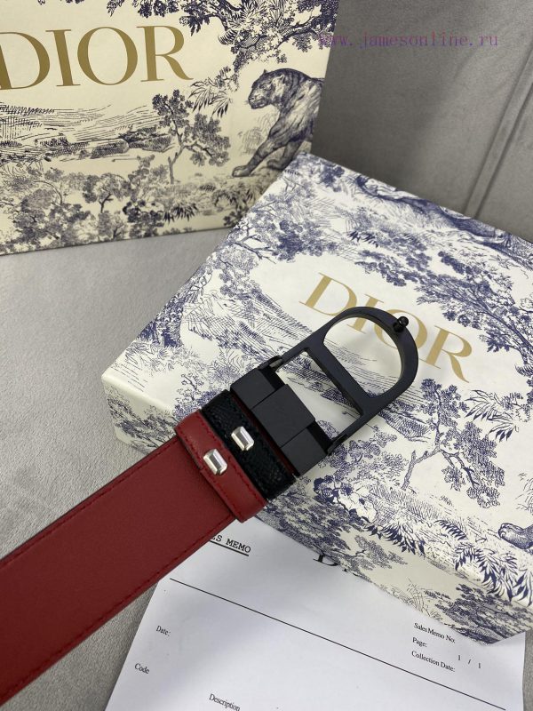 3.5cm width Dior grain textured cowhide hollow "CD" buckle belt, black palm grain grain leat i1dnahdx - Image 14