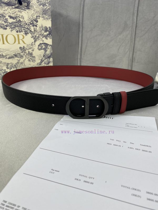 3.5cm width Dior grain textured cowhide hollow "CD" buckle belt, black palm grain grain leat i1dnahdx - Image 16