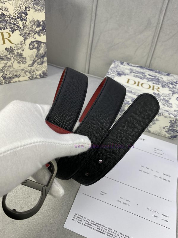 3.5cm width Dior grain textured cowhide hollow "CD" buckle belt, black palm grain grain leat i1dnahdx - Image 17