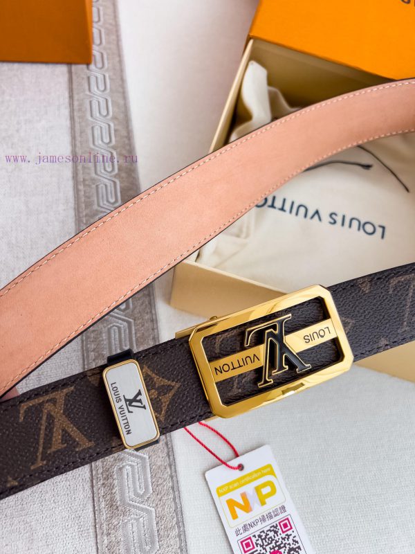 LV... Louis Vuitton Belt ️ Automatic BeltAutomatic buckle, made of pure steel material, with tpbbabu2 - Image 5