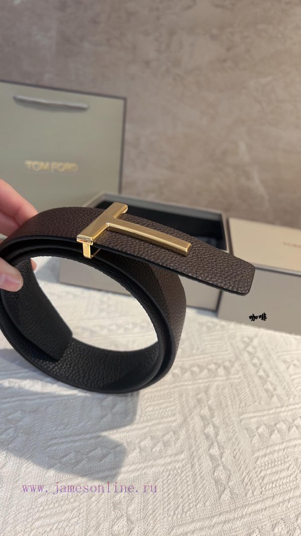 TOMFORD men's T-shaped buckle double-sided belt, a unique and exquisite lifestyle, not follo clhl3how - Image 7