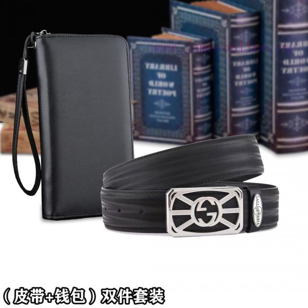 Belt and wallet two-piece setWooden box with accompanying picturesGUCC @ Belt+Wallet SetBuck s55vqyd3 - Image 6