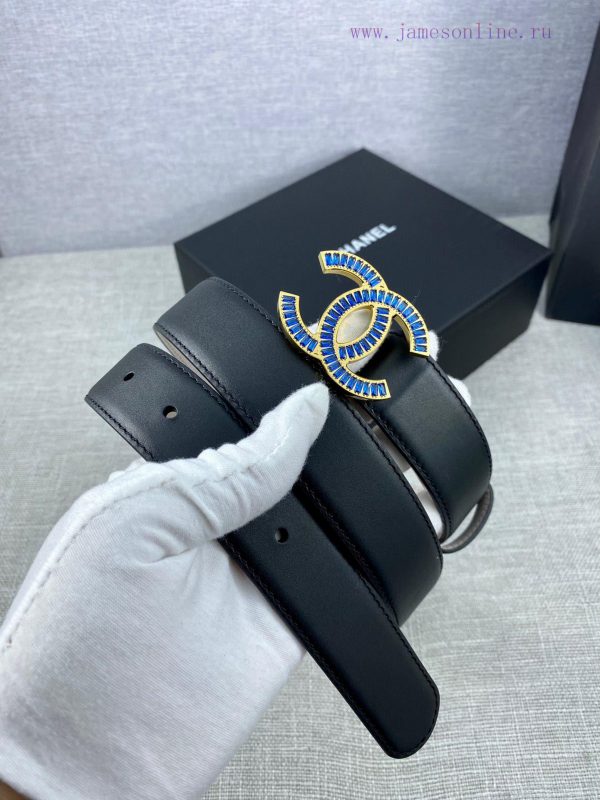 Width 3.0cm Chanel women's belt with new soft lining, imported calf leather, and exquisite d 0ndes5e1 - Image 8