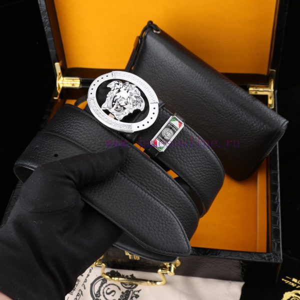 MADE IN ITALYWooden box with accompanying picturesVERSAC @ Belt+Wallet SetBuckle material: T azyz4phb