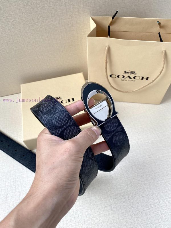 The COACH double-sided belt with a width of 3.8cm is made of classic logo canvas material on l9swgygw - Image 4