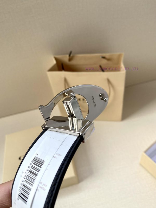 The COACH double-sided belt with a width of 3.8cm is made of classic logo canvas material on l9swgygw - Image 5