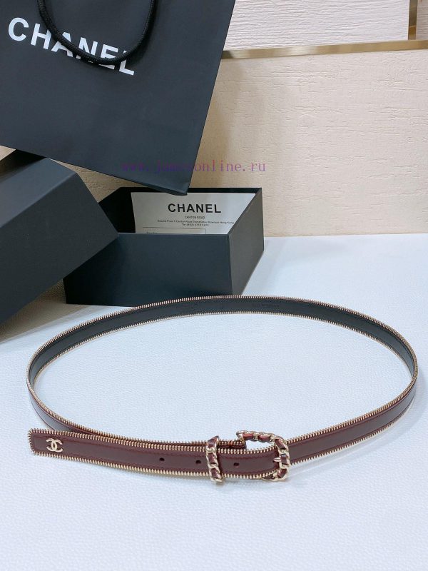 Chanel 24c brass metal imported shiny calf leather 2.0cm soft and exquisite waist belt doaxeks7