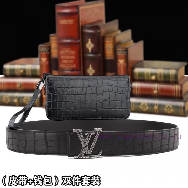 Belt and wallet two-piece setWooden box with accompanying picturesL @ V belt+wallet setBuckl mh614x66 - Image 5