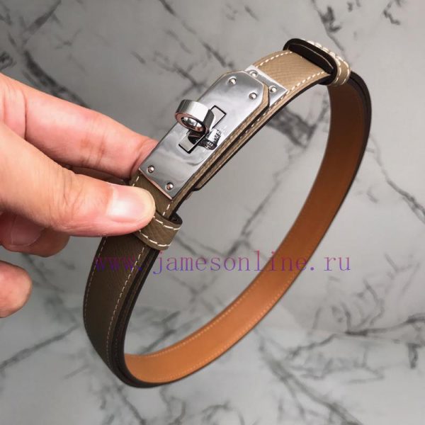 Herm è s Women's Belt with Small Leather Plated Palladium Buckle 1.8cm Width H069853CKR2 H B hhsknhb9