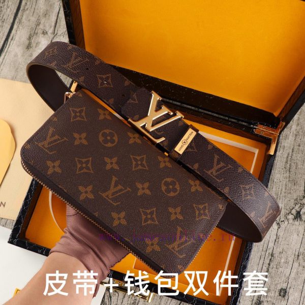 LV. Yiluweideng two-piece setWooden box, belt+wallet, two-piece setGrade: Italian imported 1 vlofeyrp