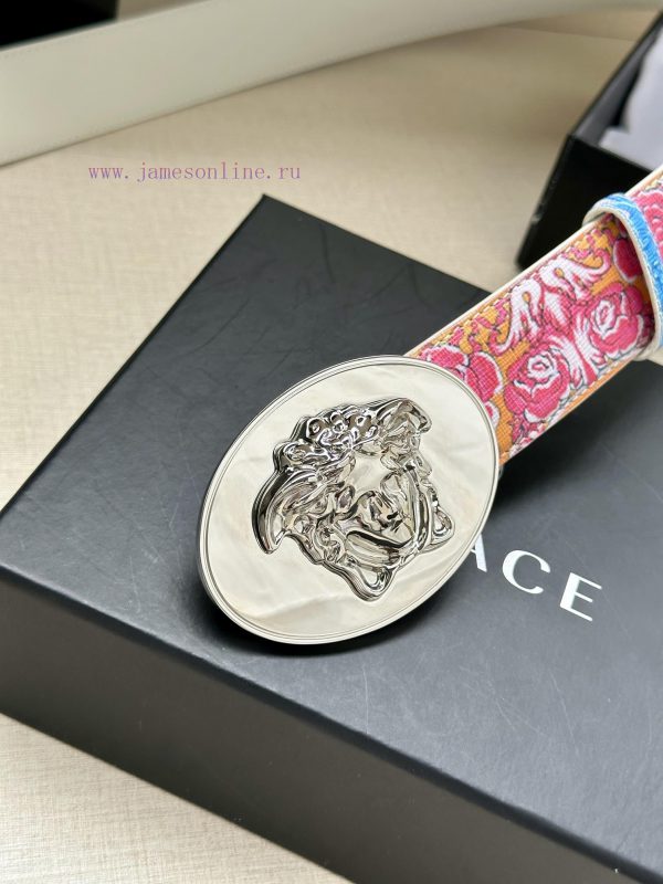 3.8cm wide Versace belt with three-dimensional La Medusa double-sided buckle, decorated with grsgtd9j - Image 5