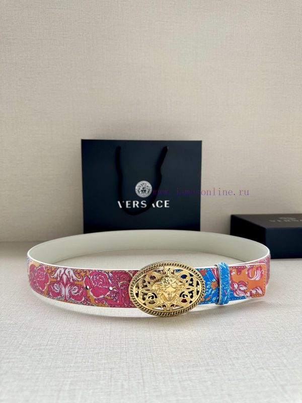 3.8cm wide Versace belt with three-dimensional La Medusa double-sided buckle, decorated with 95uedwwu - Image 2