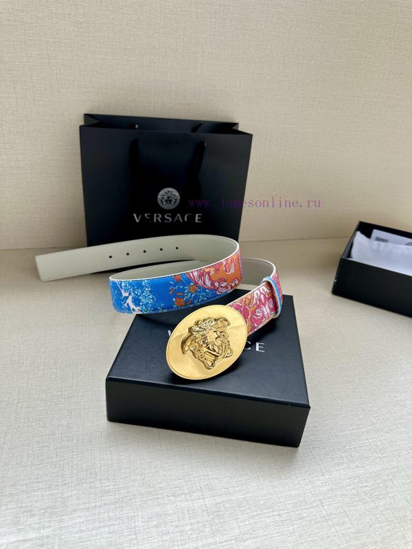 3.8cm wide Versace belt with three-dimensional La Medusa double-sided buckle, decorated with grsgtd9j - Image 7