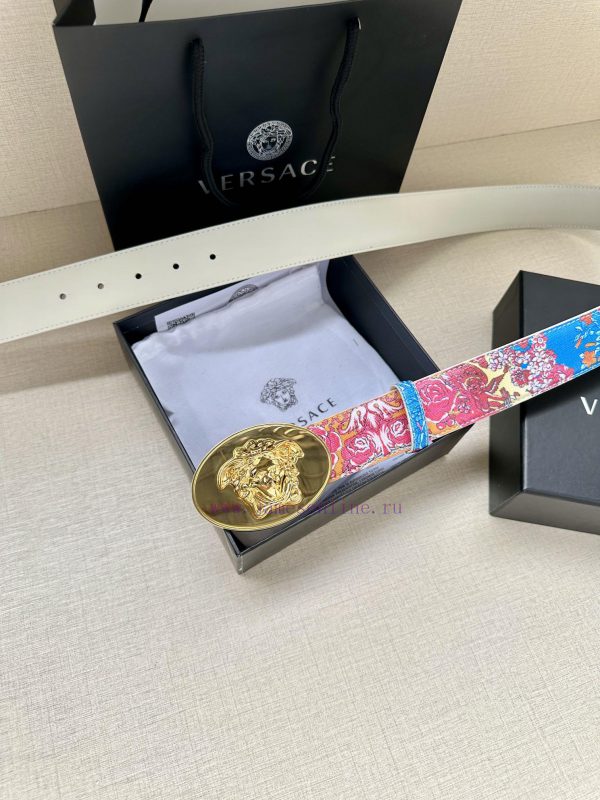 3.8cm wide Versace belt with three-dimensional La Medusa double-sided buckle, decorated with grsgtd9j - Image 10