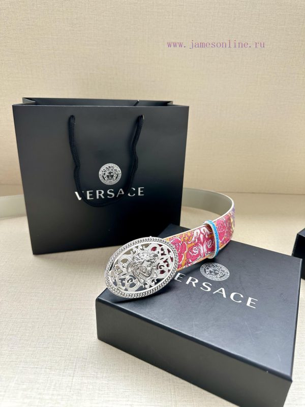 3.8cm wide Versace belt with three-dimensional La Medusa double-sided buckle, decorated with 95uedwwu - Image 10