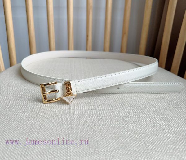 PRADA's elegant Saffiano belt showcases a feminine design with a soft and heartfelt triangul le6oglu6 - Image 5