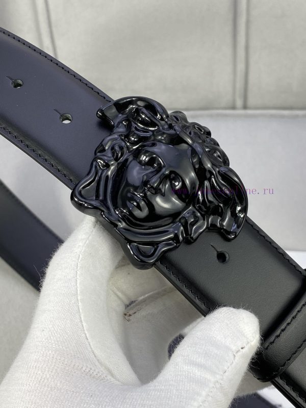 ️, Width 4.0cm Versace This original Versace belt is adorned with the Versace logo 3D Medusa qjaic128 - Image 3