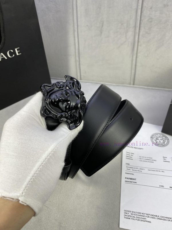 ️, Width 4.0cm Versace This original Versace belt is adorned with the Versace logo 3D Medusa qjaic128 - Image 5