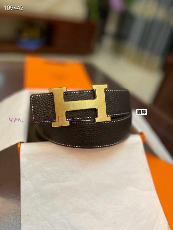 3.8cm, Hermes/Hermes Classic H brushed gold/palladium buckle, imported togo leather lining, pinstfz2