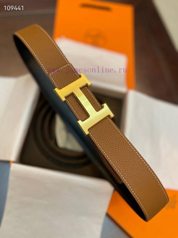 3.8cm, Hermes/Hermes Classic H brushed gold/palladium buckle, imported togo leather lining, 2ehqnz2m