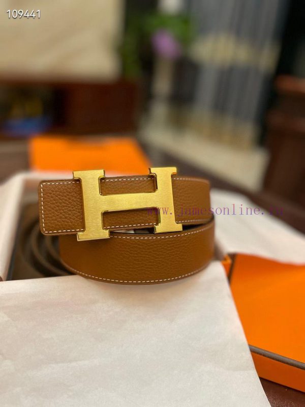 3.8cm, Hermes/Hermes Classic H brushed gold/palladium buckle, imported togo leather lining, 2ehqnz2m - Image 5