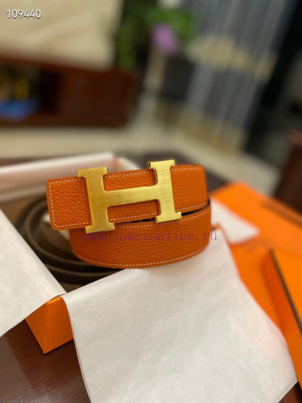 3.8cm, Hermes/Hermes Classic H brushed gold/palladium buckle, imported togo leather lining, e003bfax - Image 4