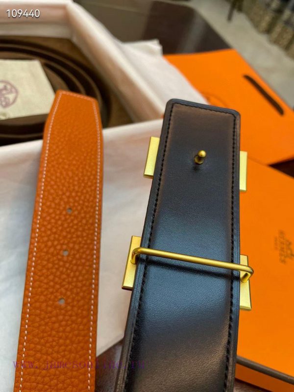 3.8cm, Hermes/Hermes Classic H brushed gold/palladium buckle, imported togo leather lining, e003bfax - Image 7