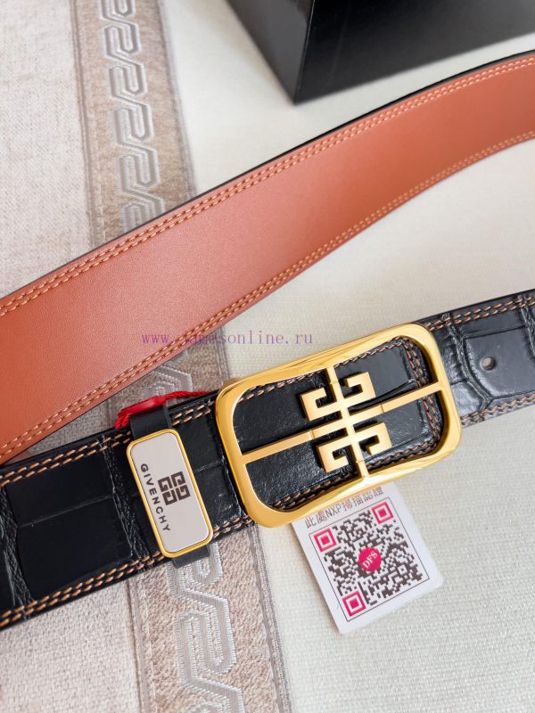 Givenchy GIVENCHY Belt ️ BeltBuckle, smooth buckle made of pure steel material, leather belt b0g6cx75 - Image 5