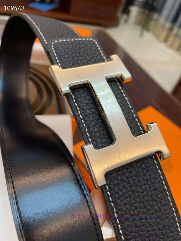 3.8cm, Hermes/Hermes Classic H brushed gold/palladium buckle, imported togo leather lining, fuggfu1u - Image 3