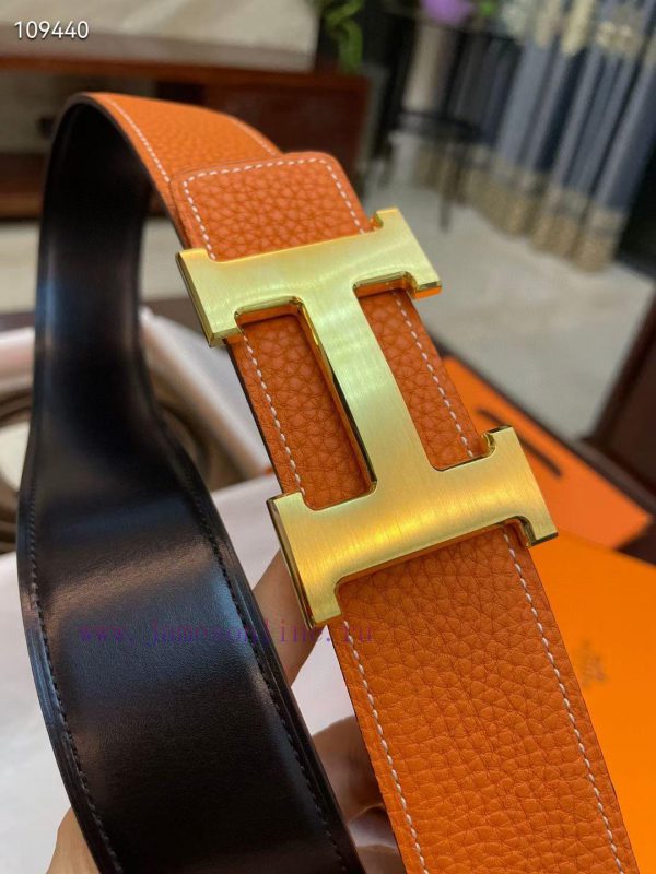 3.8cm, Hermes/Hermes Classic H brushed gold/palladium buckle, imported togo leather lining, eqs6blgh - Image 3
