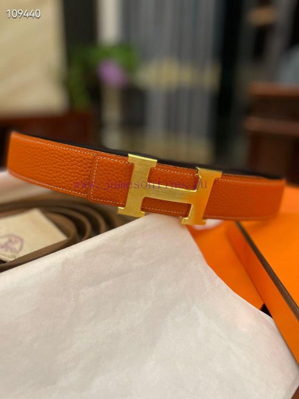 3.8cm, Hermes/Hermes Classic H brushed gold/palladium buckle, imported togo leather lining, eqs6blgh - Image 5