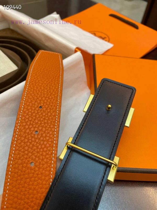 3.8cm, Hermes/Hermes Classic H brushed gold/palladium buckle, imported togo leather lining, eqs6blgh - Image 6